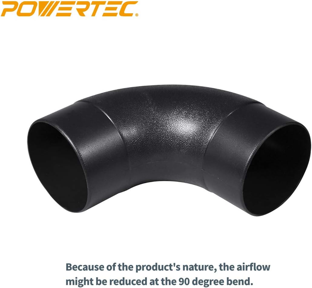 POWERTEC 70178 2-1/2" 90 Degree Elbow - ABS Plastic Right Angle Dust Collector Connector (Black)