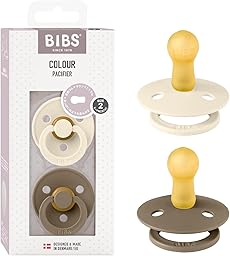 BIBS(ビブス) 天然ゴムおしゃぶり 2個セット COLOUR サイズ2(6~18カ月)【日本正規品】BPAフリー アーチ形状で摩擦を軽減 胸に似た丸型ニップル 120358 Dark Oak/Ivory