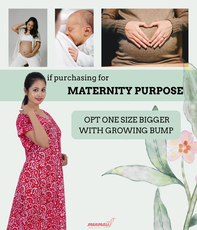 Image of MENMAII Women's [L-4XL] Full Open /Front Buttoned [a Kind of Adaptive Clothing] Multipurpose Nighty for Maternity /Pregnancy /Elderly /Patient /Feeding /Hospital Purpose Nighty Calf Length