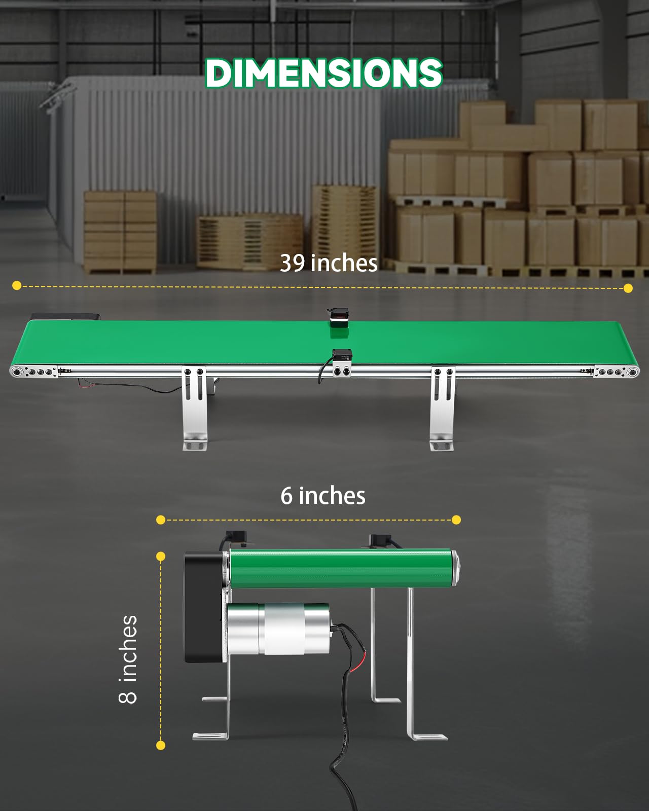 Nastro trasportatore da 39 pollici con sensore, Programma multi operazione, Versione desktop Regolazione della velocità senza passaggi Trasportatore in PVC per fabbrica di imballaggi, Linea