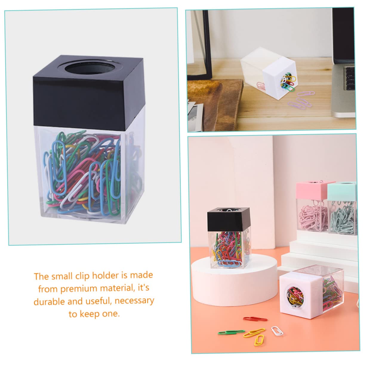 SHINEOFI 10pezzi Dispenser Magnetico Per Graffette Da Contenitore Quadrato Trasparente Con Coperchio Rimovibile Per Ufficio e Studio Capacità Elevata e Design Elegante