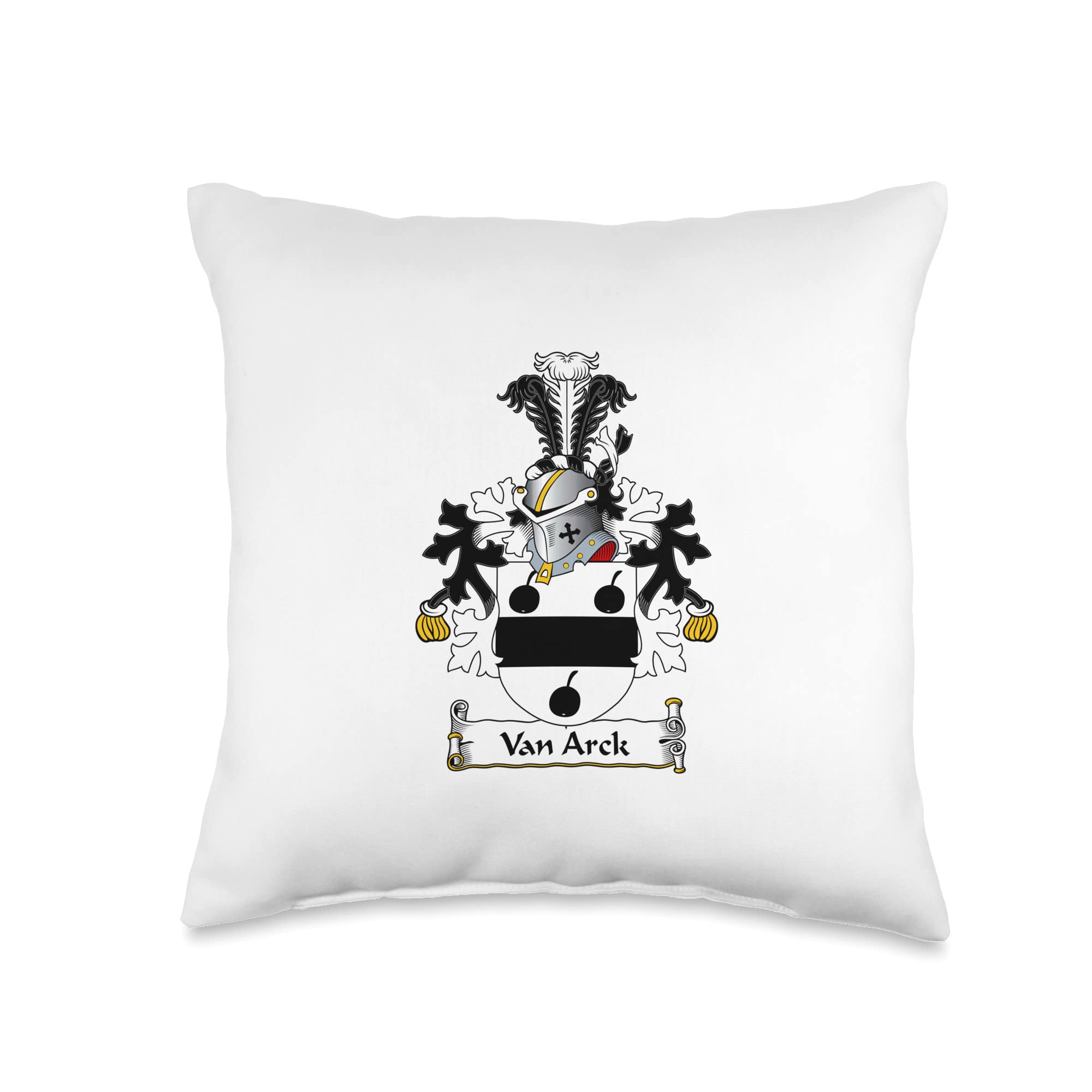 Family Crest and Coat of Arms clothes and gifts Van Arck Coat of Arms-Family Crest Throw Pillow, 16x16, Multicolor