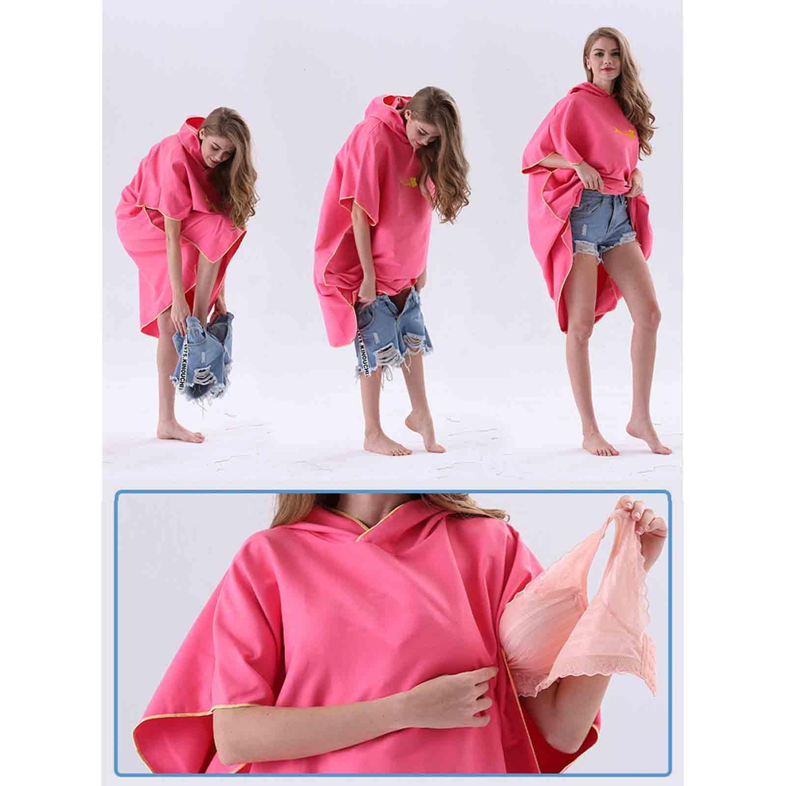 JUSHZ Grande Serviette De Bain Drap De Bain Linge De Bain Serviette De Plage Microfibre Grande Taille Blanche Plage Femme Peignoir Portable Capuche Séchage Rapide Adult (Red,109x88CM)