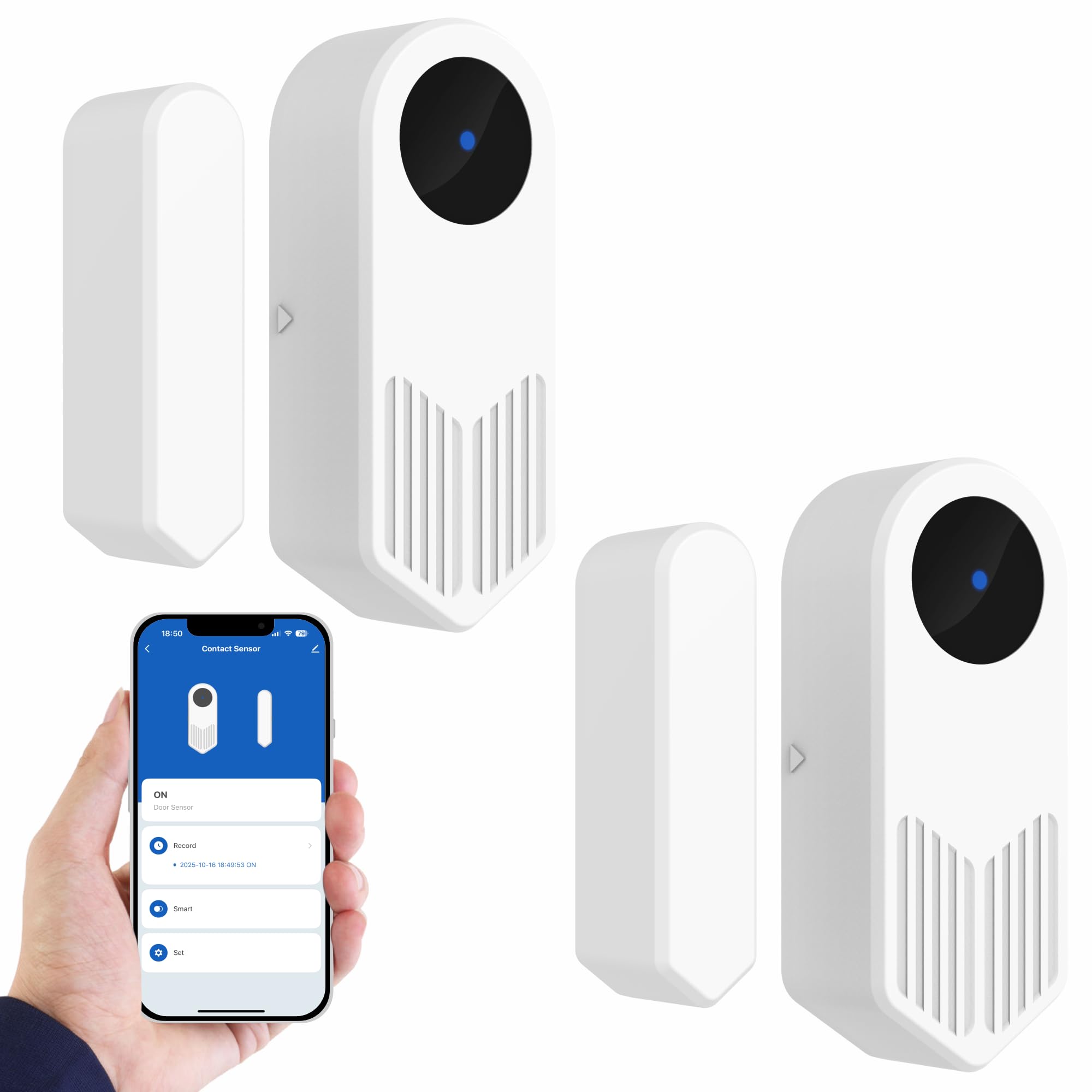 UHPPOTE czujnik kontaktowy drzwi Otwórz detektor okna 2,4 GHz WiFi bezprzewodowy z powiadomieniem o aplikacji Tuya Phone - Nie wymagany hub - kompatybilny z asystentem Alexa Google (opakowanie 2)