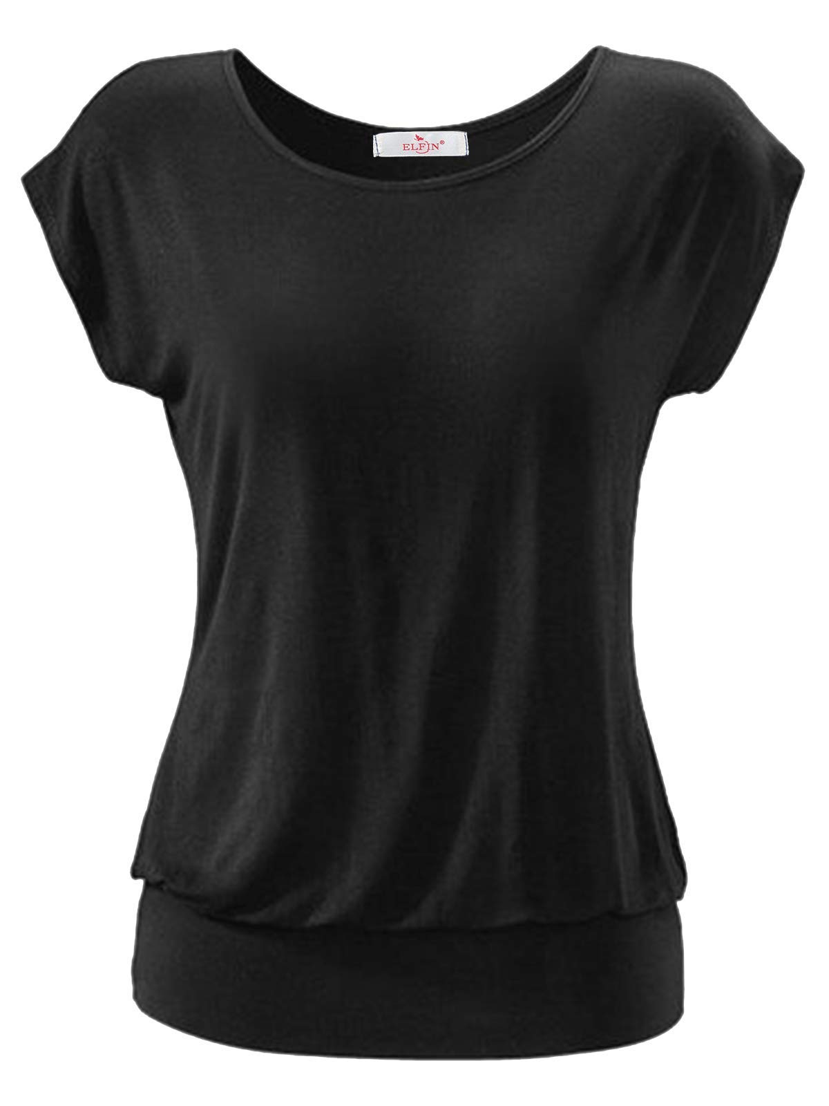 ELFIN Camisetas Mujer Verano Casual Camiseta Mangas Cortas Elegante Blusas Tops Camisas