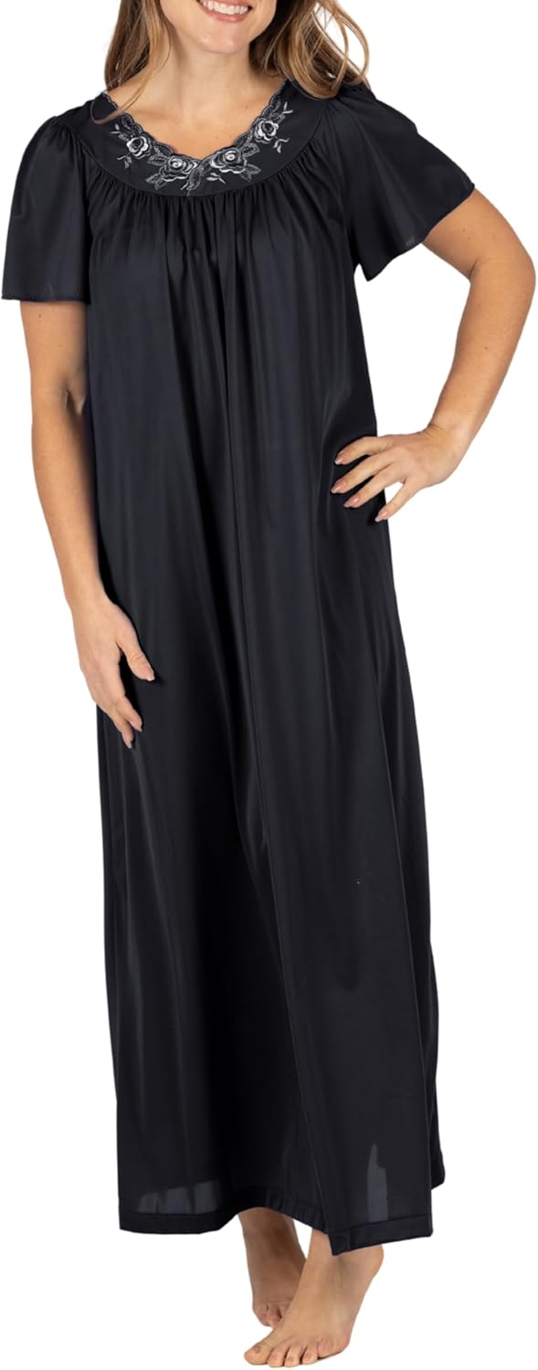 Shadowline Women's Petals 53 Inch Short Flutter Sleeve Long Gown