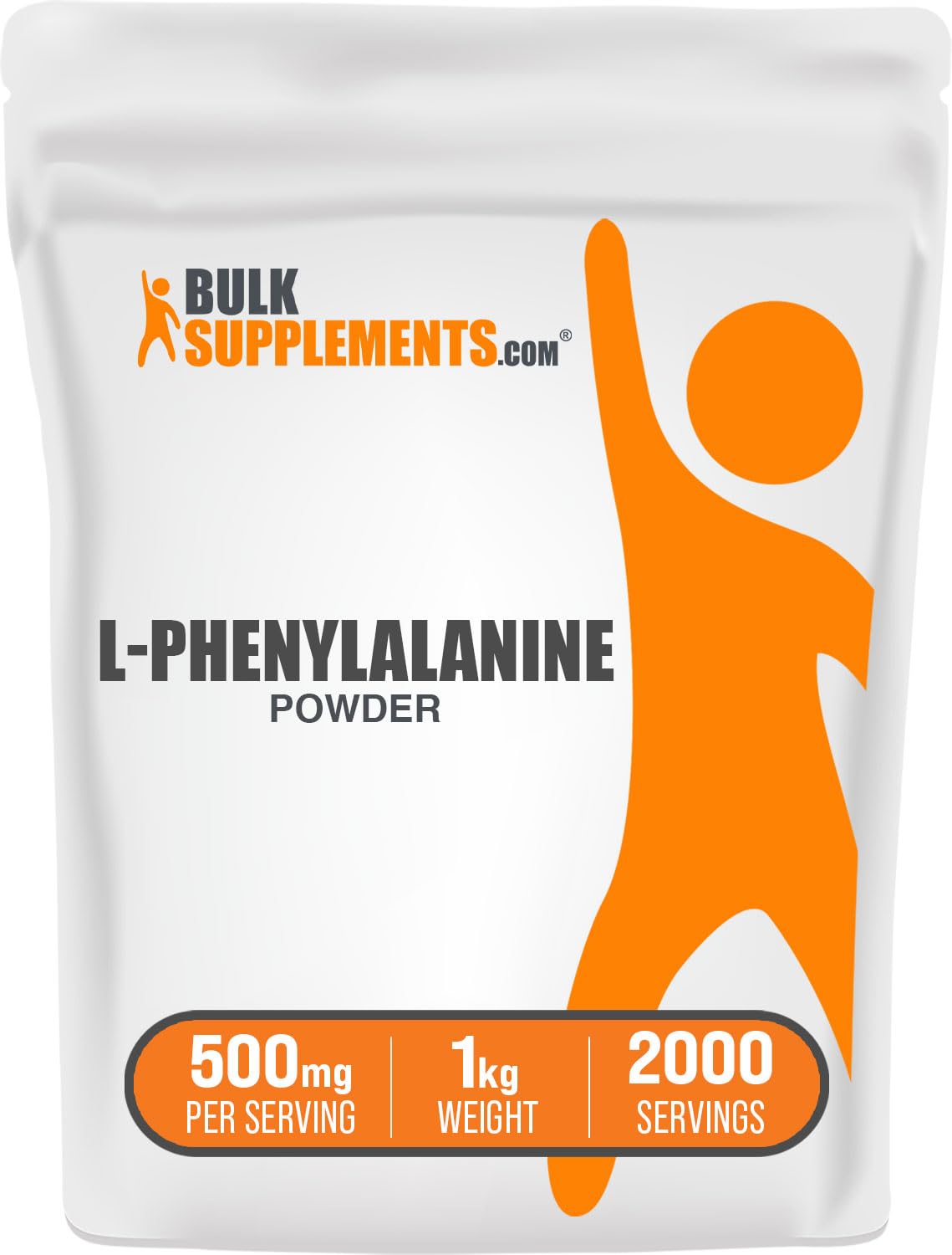 BulkSupplements.com L-Phenylalanine Powder - Phenylalanine Supplement, L-Phenylalanine 500mg - Amino Acids Supplement, Gluten Free, 500mg per Serving, 1kg (2.2 lbs) (Pack of 1)