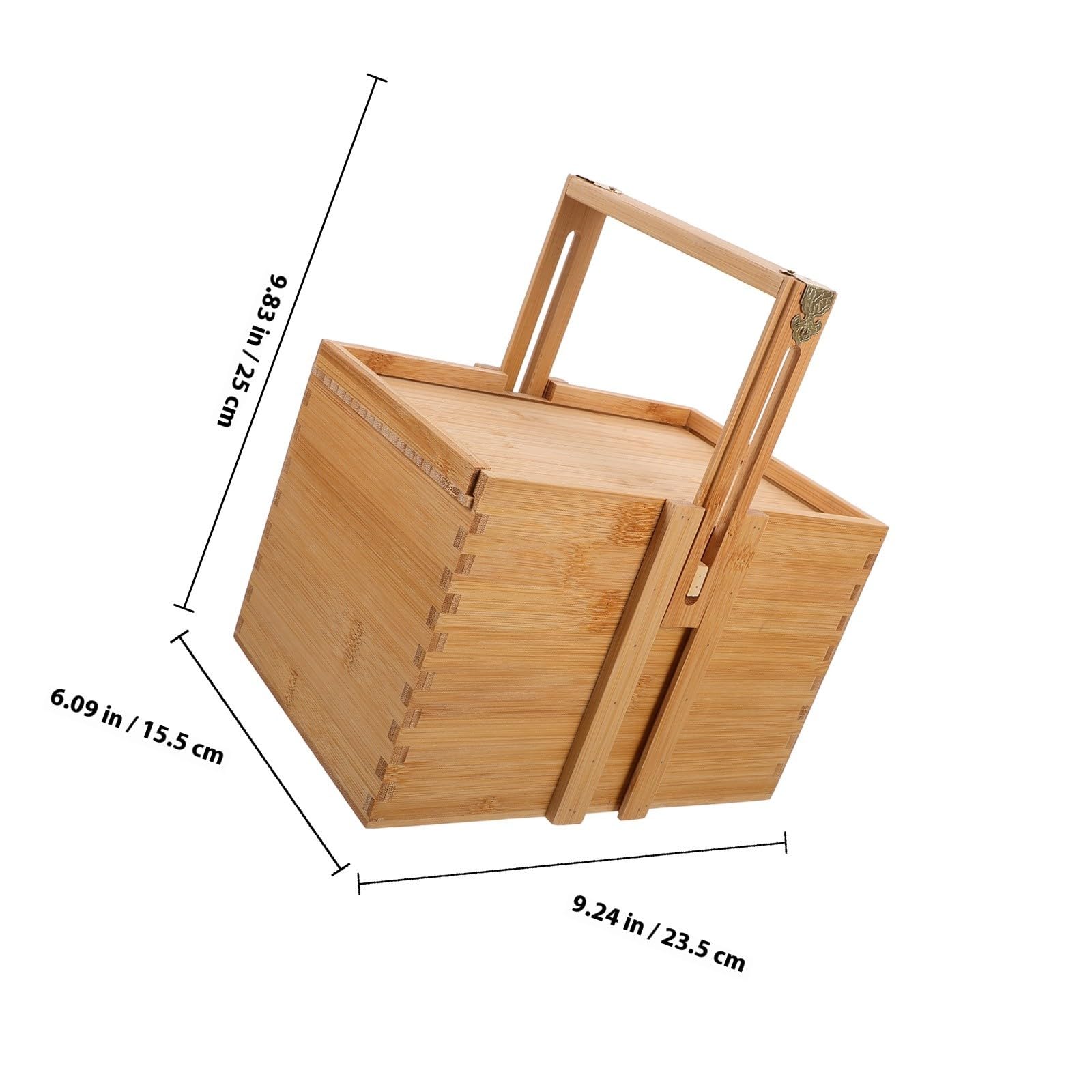 Operitacx Cesta Tejida de Bambú Asa Ajustable para Picnic y Almacenamiento de Pasteles de Luna, Multiusos, Madera Natural para Uso Familiar y Alimentos Secos