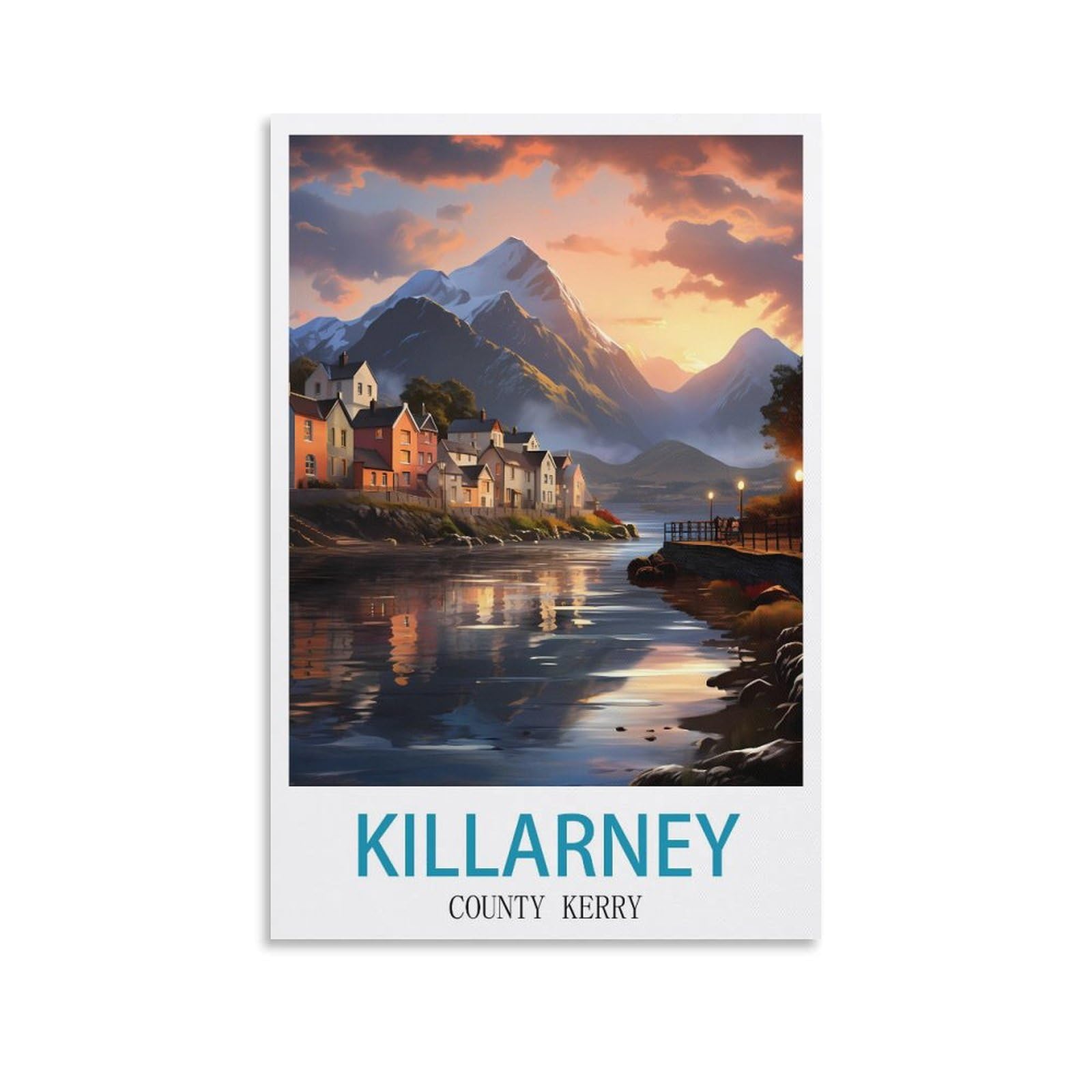 CEYHNO Killarney County Kerry Vintage Travel Posters 20x30inch(50x75cm) Canvas Art Poster And Wall Art Picture Print Modern Family Bedroom Decor