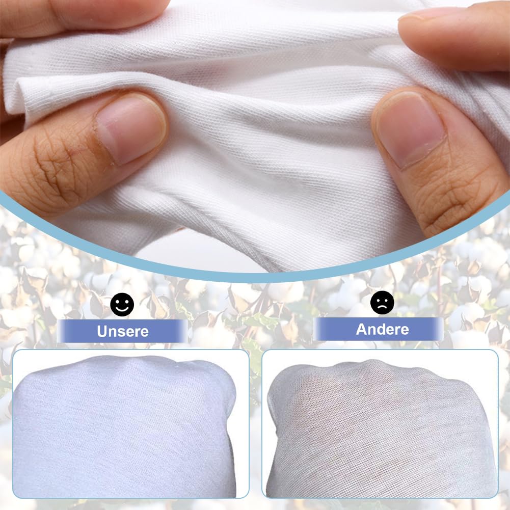 10 Paia Guanti in cotone,Guanti Idratanti,Guanti da Cerimonia Bianchi di Cotone,Traspiranti,Sottili,per la Cura delle Mani, Lspezione dei Gioielli