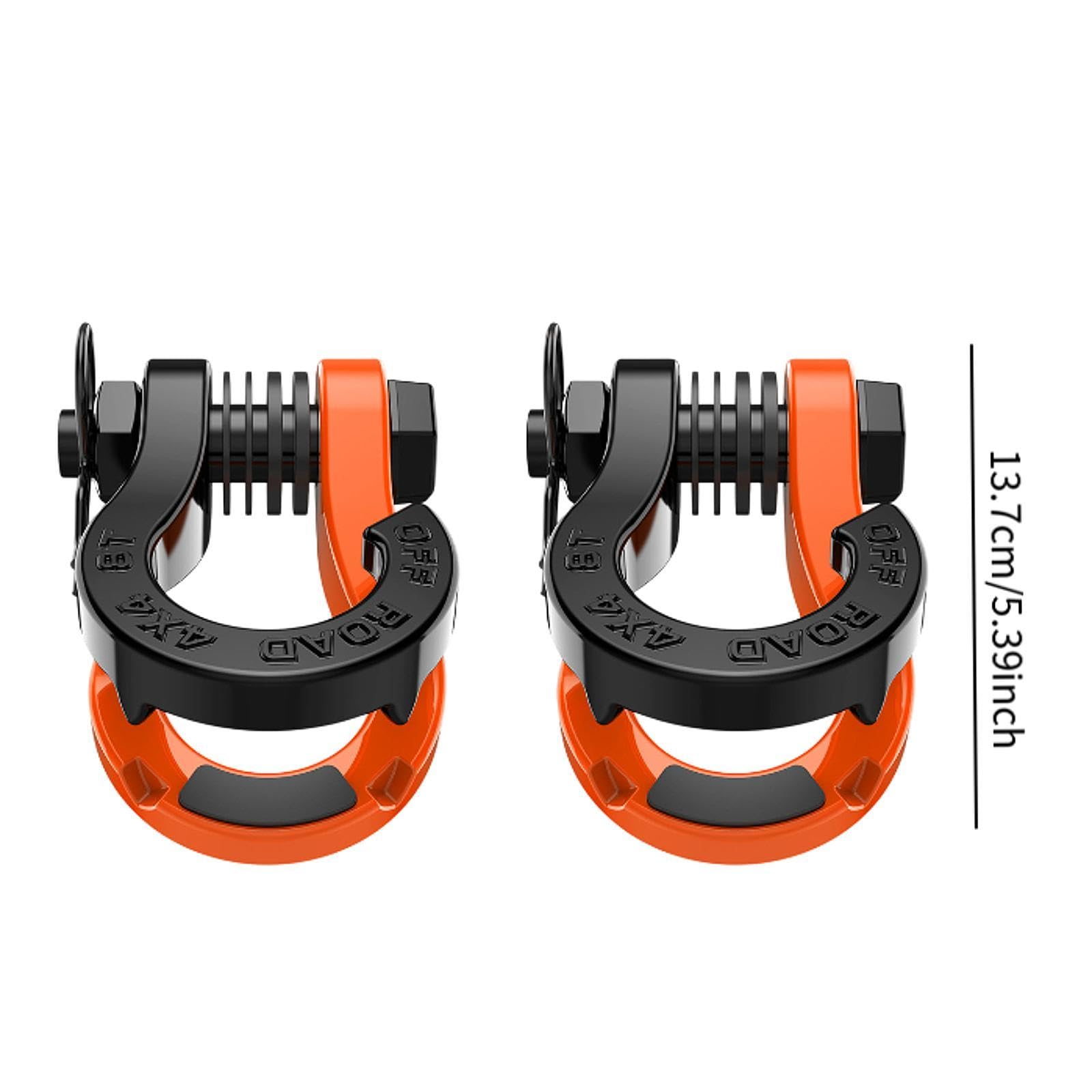 2 Manilles de Remorquage En Forme de D, Manilles Fendues, Accessoires En Acier, Pièces de Rechange, Grande Durabilité pour Véhicules Tout-terrain, Rem, Orange