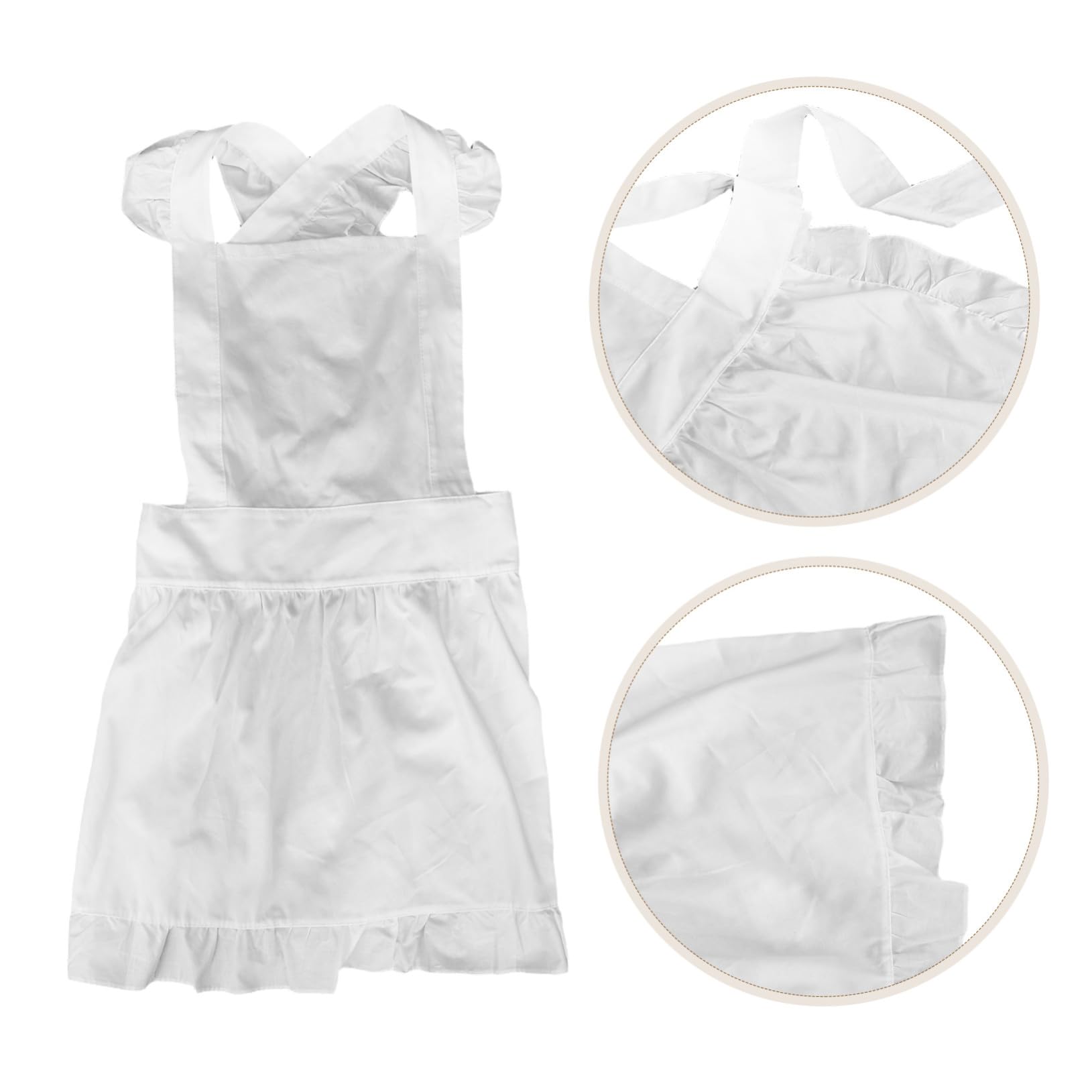 TOYANDONA Grembiule da Cameriera Bianco da Donna con Tasche Regolabile 79,3 X 40 Cm, Grembiule da Servizio Retrò per Ristorante, Cucina e Pasticceria