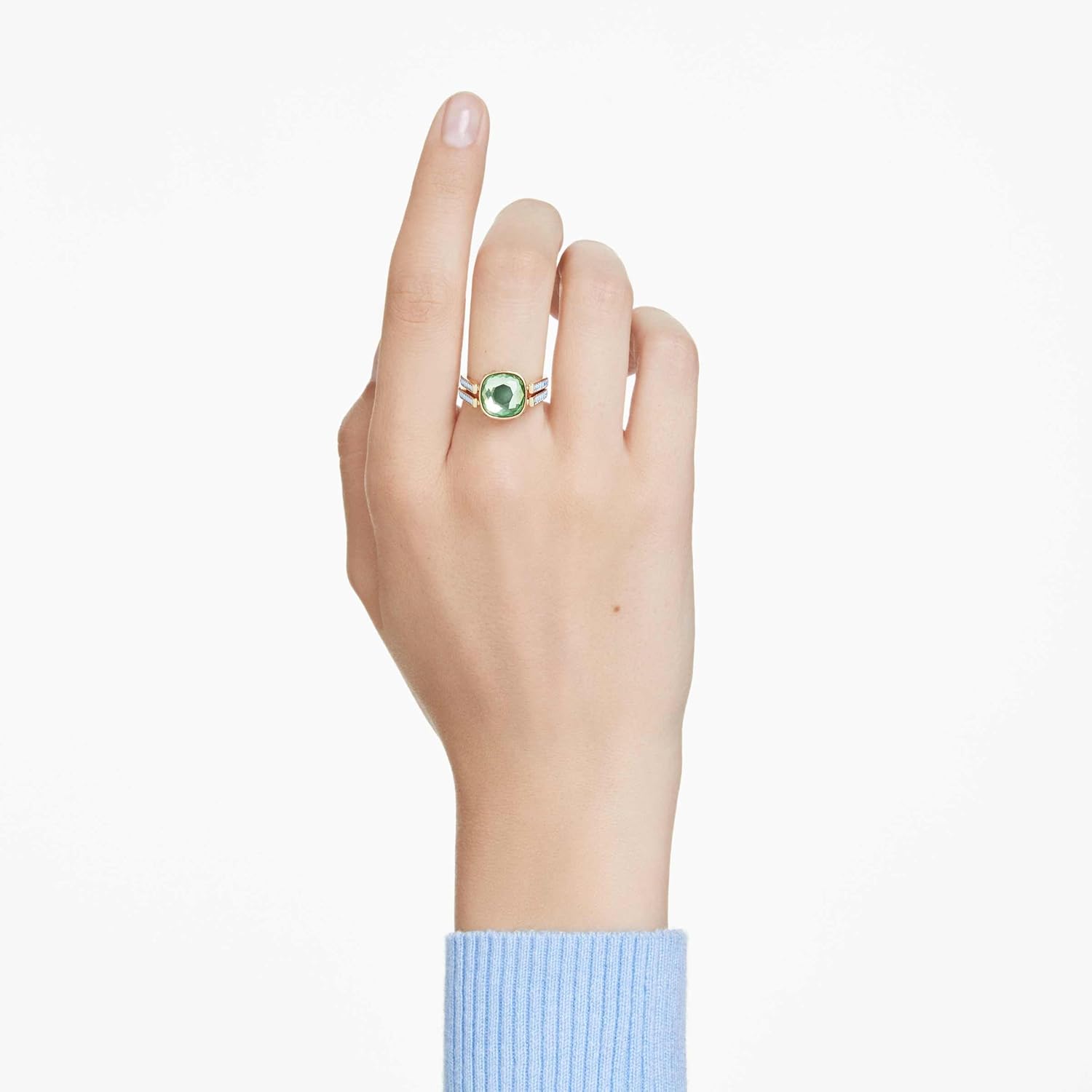 Swarovski Chroma Twist Cuff Bracelet, Cushion Cut Stones, Multi-Color Crystals, Gold Tone Finish Double Row Band - Image 7