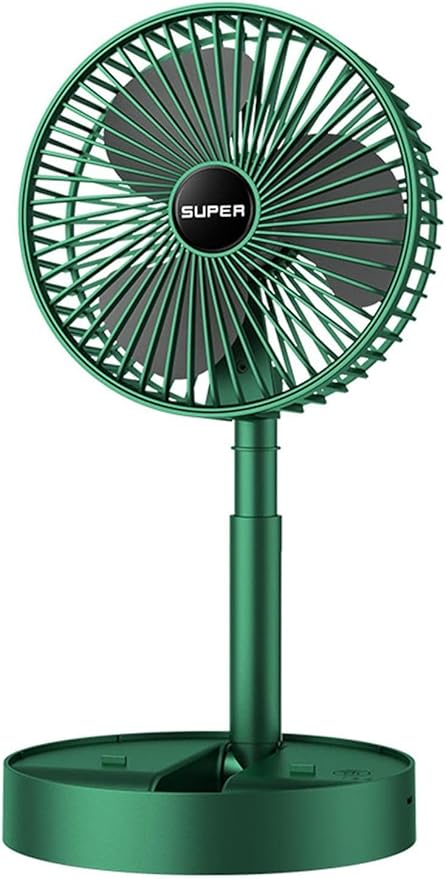 Jay Dada Portable Folding Fan, Rechargeable Standing Pedestal USB Fan, 3 Speeds, 3000mAh Battery Operated Fan for Home, Camping, Outdoor and Office, 6.5-Inch