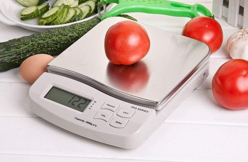 Bilancia digitale da cucina, 1000 g/0,1 g, ad alta precisione, multifunzione, per alimenti, carne, con display LCD retroilluminato (batterie incluse)