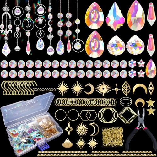 240 PCS fai da te SunCatchers fare kit per Adulti di Acchiappasole Cristallo Kit con Colorful Prisma Perline Arcobaleno Maker per Windows Hanging Garden Decor