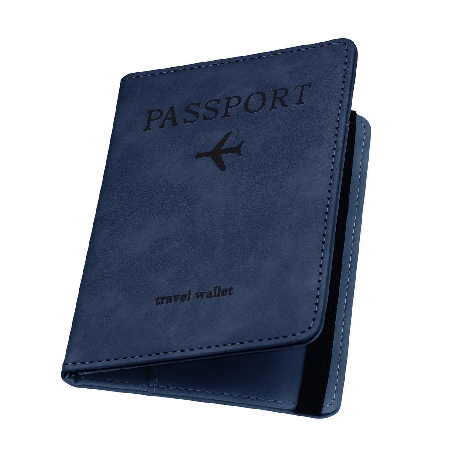Leather Passport Holder Cover Case | RFID Blocking Travel Document Organizer Wallet | Slim Flip Passport Sleeve with Card Slots & Cash Pocket for Men & Women-image-4