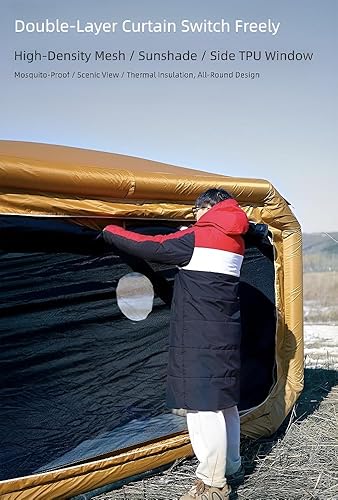 Miniatura 9 de Inflatable Camping Tent - 9 Space, Double Door, 76 in Height, Windproof Waterproof, Quick Setup Air Column Tent for Family Overnight Camping