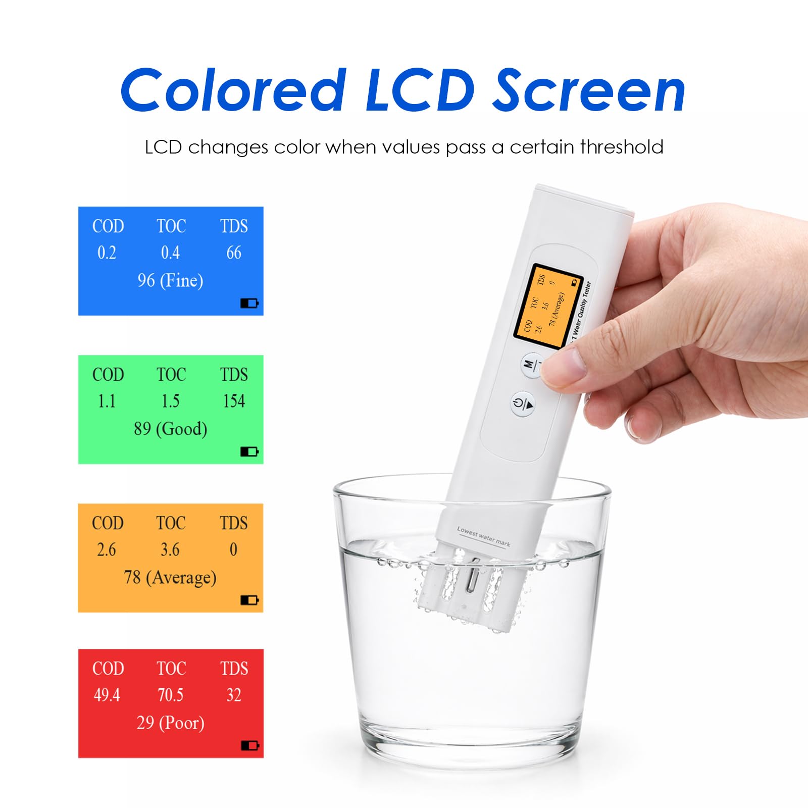 Testeur d'eau 9-en-1 UV, CE/TDS/Salinité/DH/Temp pour COD/TOC/UV275 – Idéal maison, Voyage, Puits, Robinet, Mer, Eau Purifiée, Camping-car