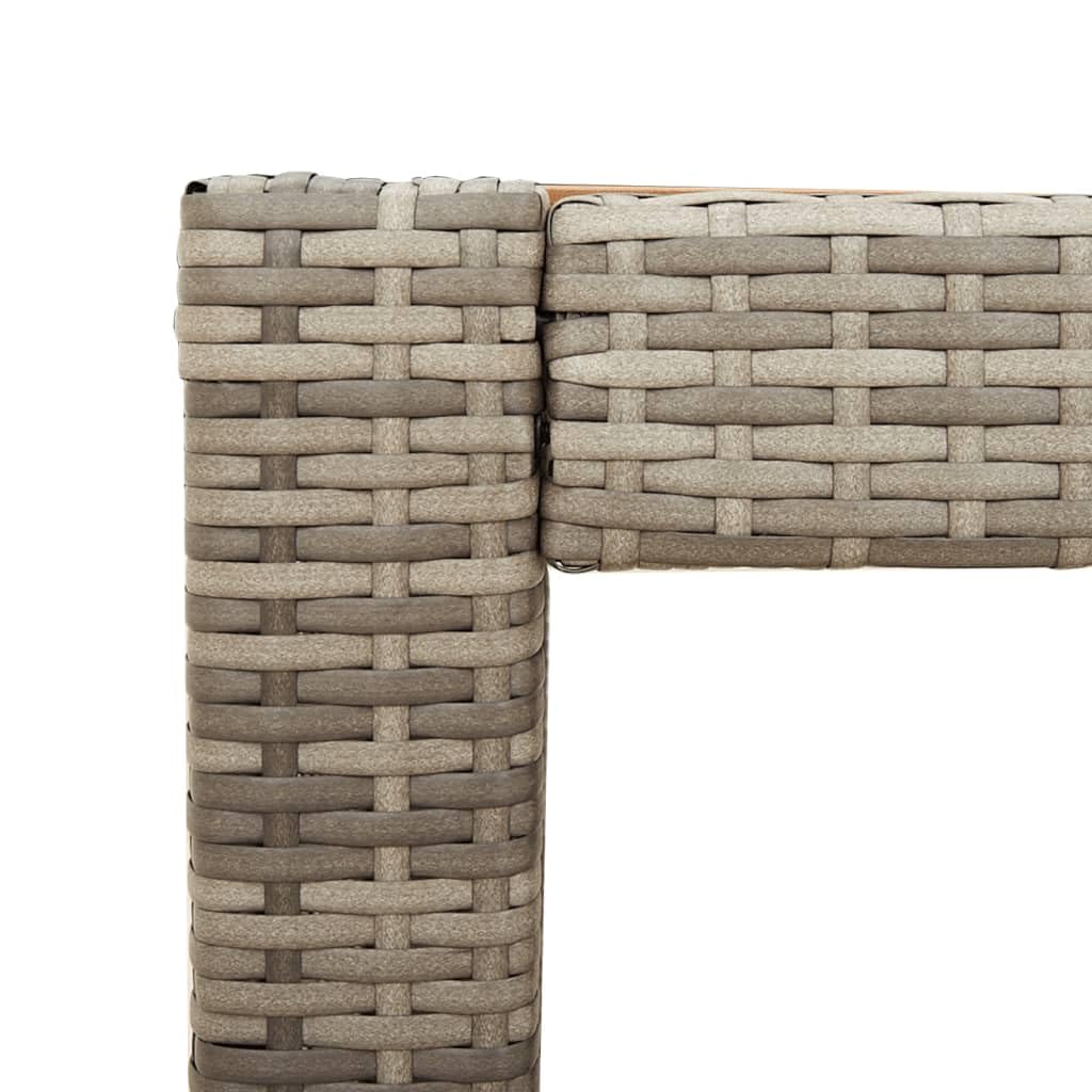 Stół ogrodowy z drewnianym blatem, szary, polirattan, 100 x 40 cm, odporny na warunki atmosferyczne, do użytku na zewnątrz, stół balkonowy, stół balkonowy, stół wypoczynkowy, na taras, do