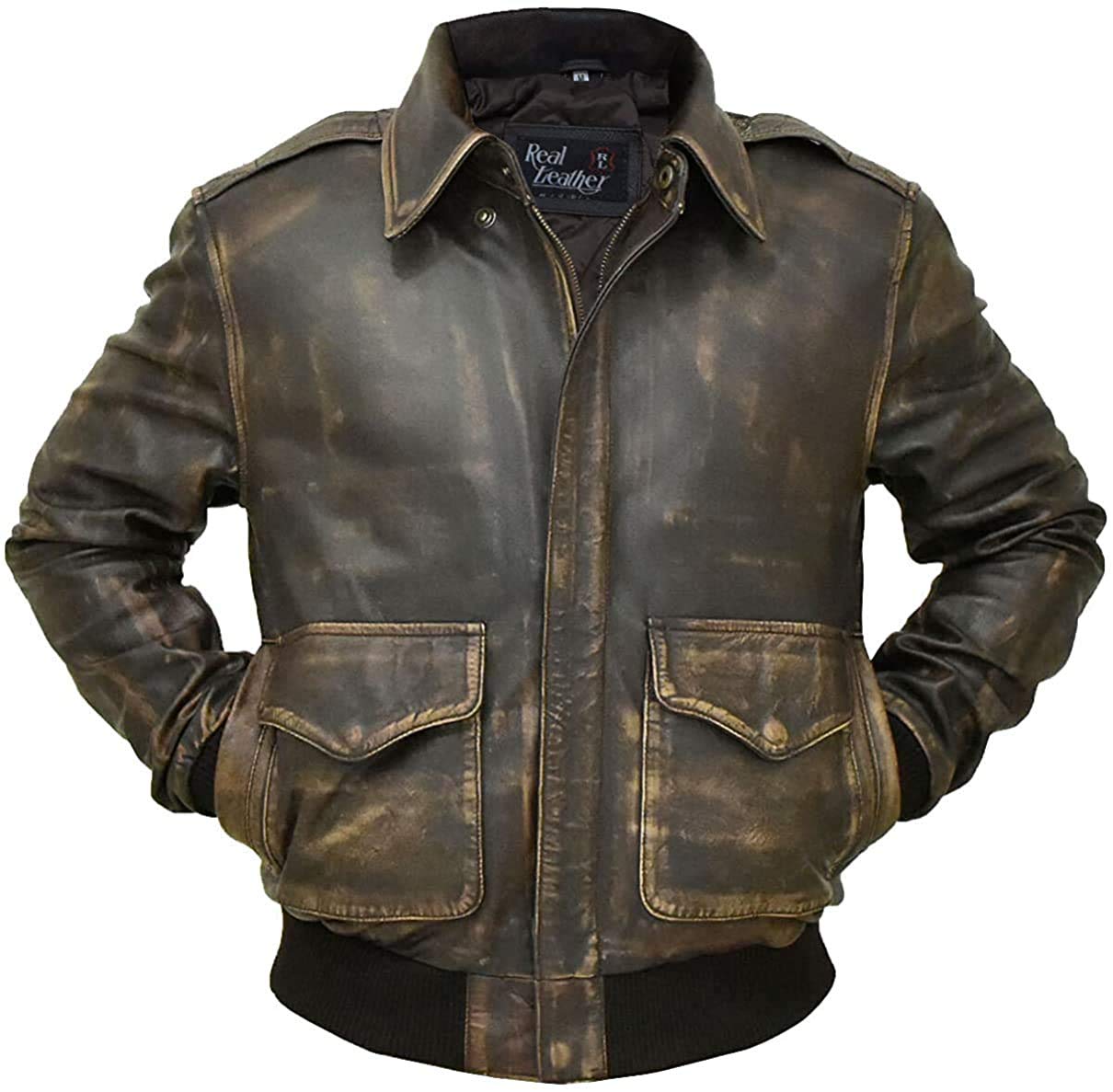 Hafsah A2 Aviator Flying Tiger WWII Flight Jacket-Men's Real