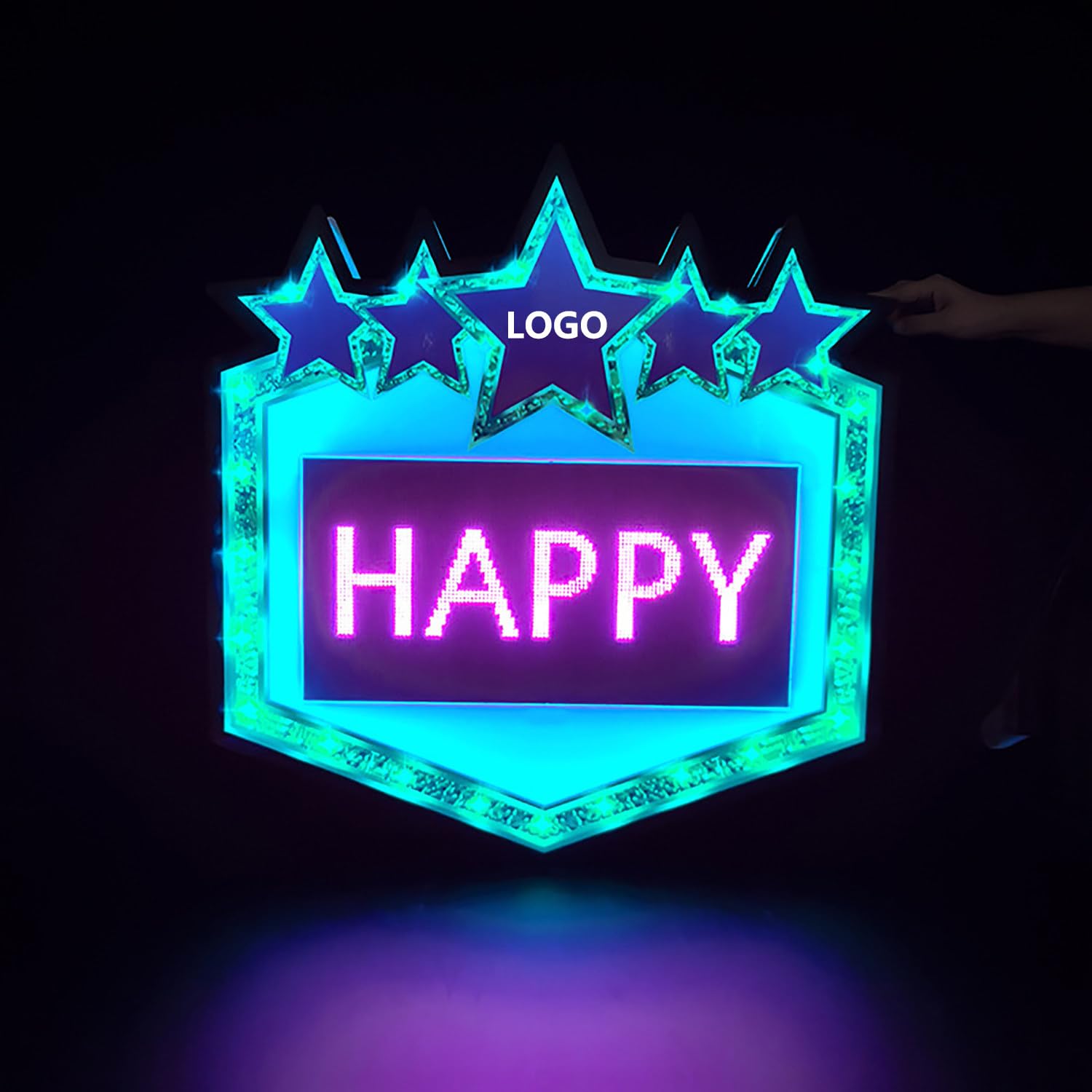 Programmierbares LED-Display für Bars, Clubs, Hochzeiten, Geburtstagsfeiern – Acrylrahmen, inklusive 2 x 5000 mAh wiederaufladbaren Batterien