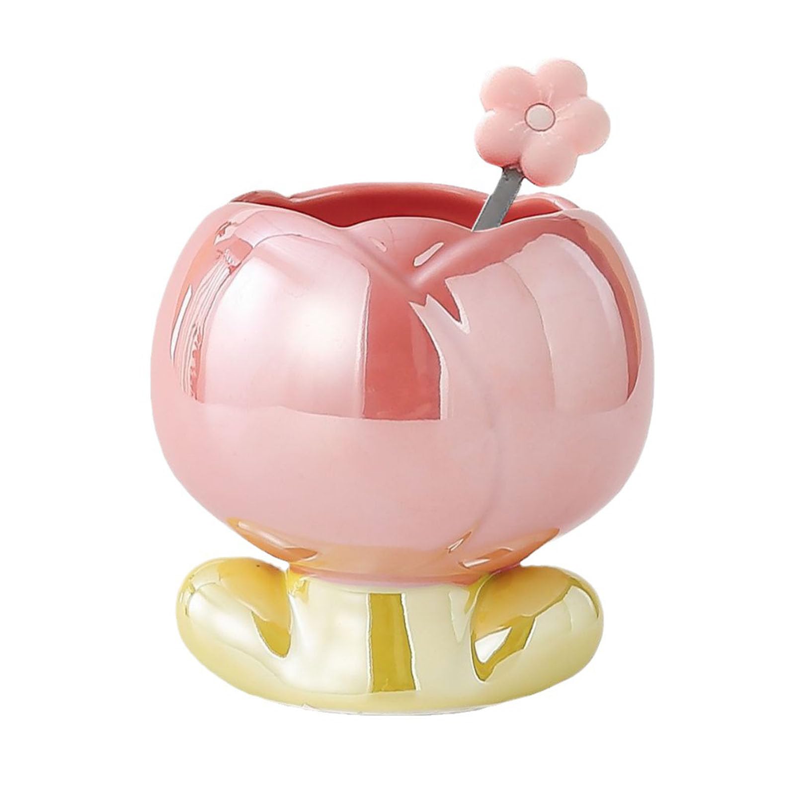 carotoe Beautiful Floral Cup Flower Dessert Cup Ceramic Coffee Floral Water Ceramic Drinkware with Spoon for Drinking Flower Coffee Set Cups Mugs Cups