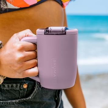 BruMate Muv - 15oz 100% Leak Proof Insulated Coffee Mug with Handle & Lid - Stainless Steel Coffee Travel Mug - Double Walled Coffee Cup (Primrose)