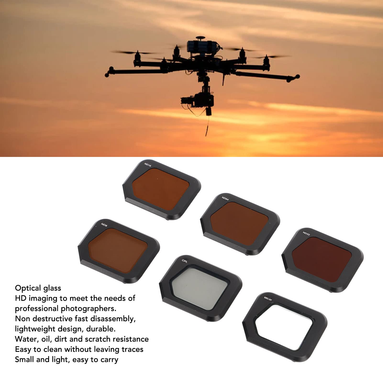 Set di 6 filtri UV ND CPL per DJI Mavic 3 Classic, filtro ND8/16/32/64 in vetro ottico a densità neutra, kit di filtri polarizzati per droni per registrazione video
