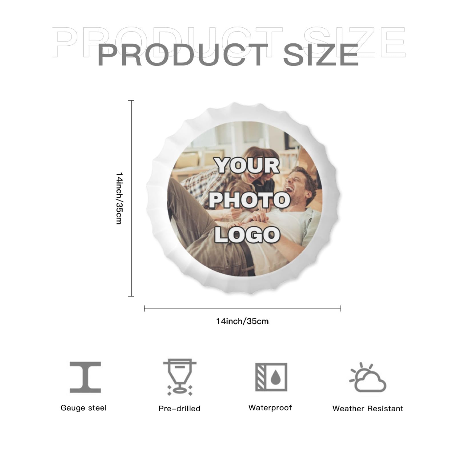 Targa in Metallo Personalizzata,Targa in Latta Personalizzata con la Tua Immagine/Logo/Testo, Cartello Personalizzato in Latta per Parete all'aperto, Interni, Strada, Ufficio, casaImpermeabile