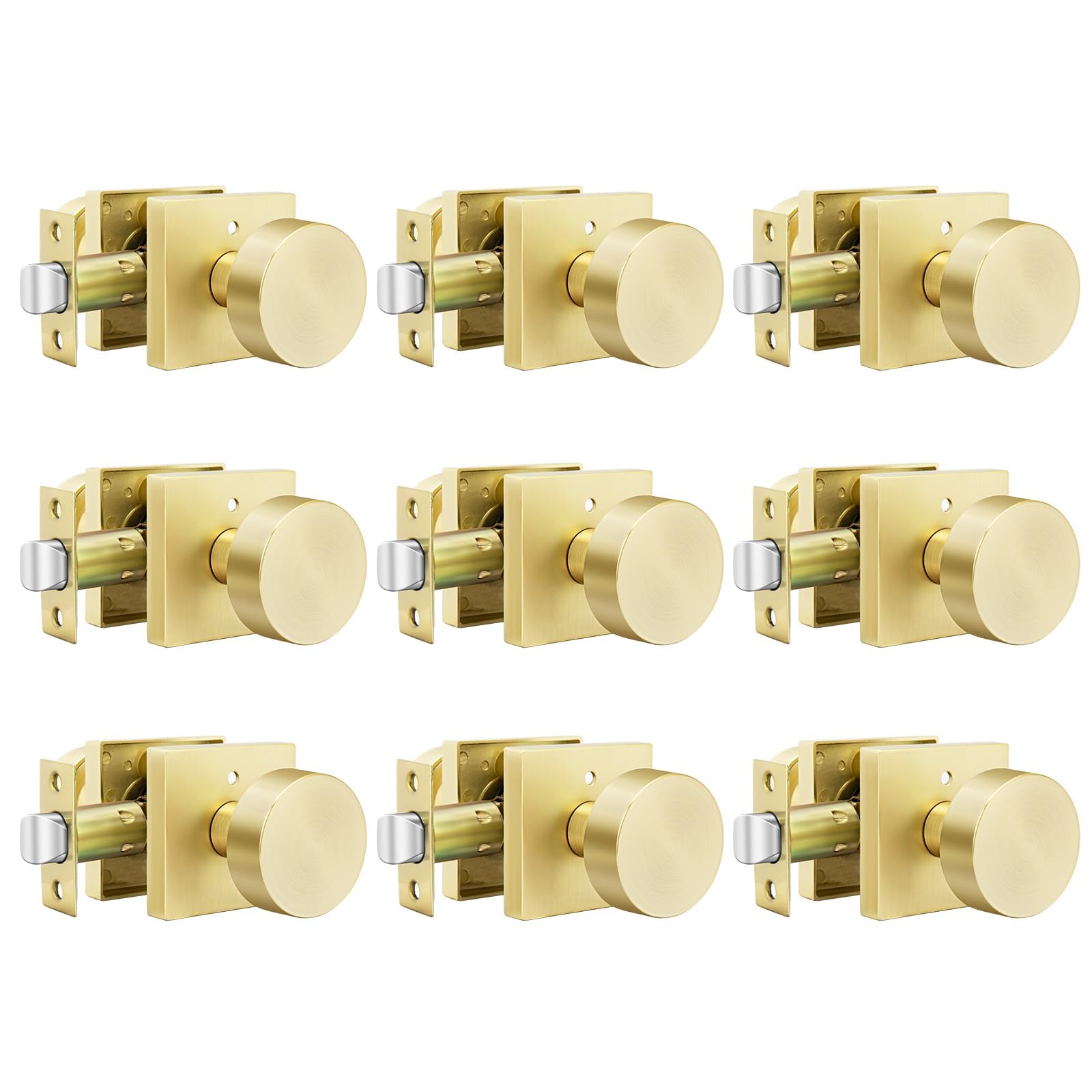 Gold Door Knobs - 6 Pack Zinc Alloy -24