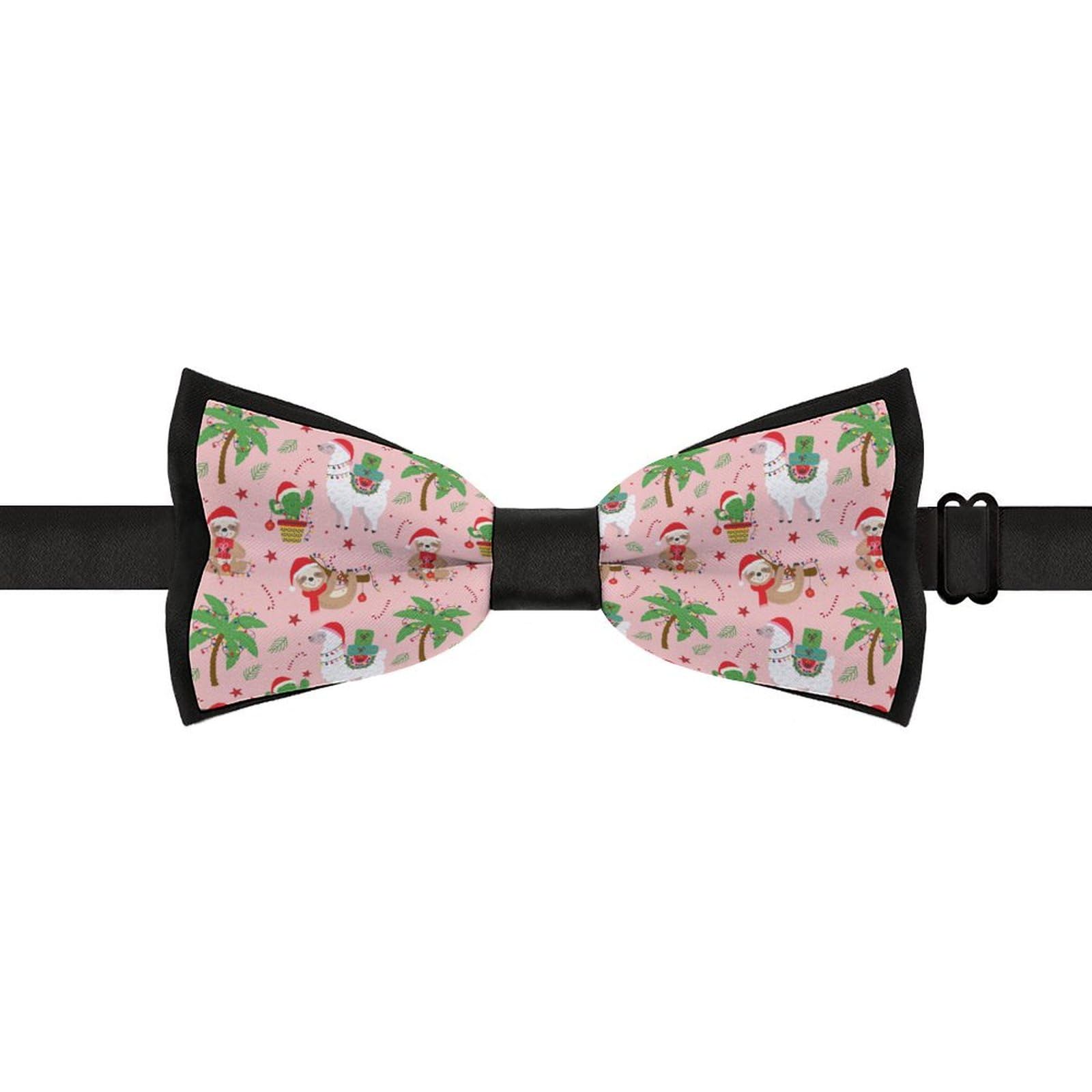 GoasNei Sloth Cactus Alpaca Merry Christmas Animal Bow Tie for Men Adjustable Necktie Funny Tie Neck Ties for Weddings Party