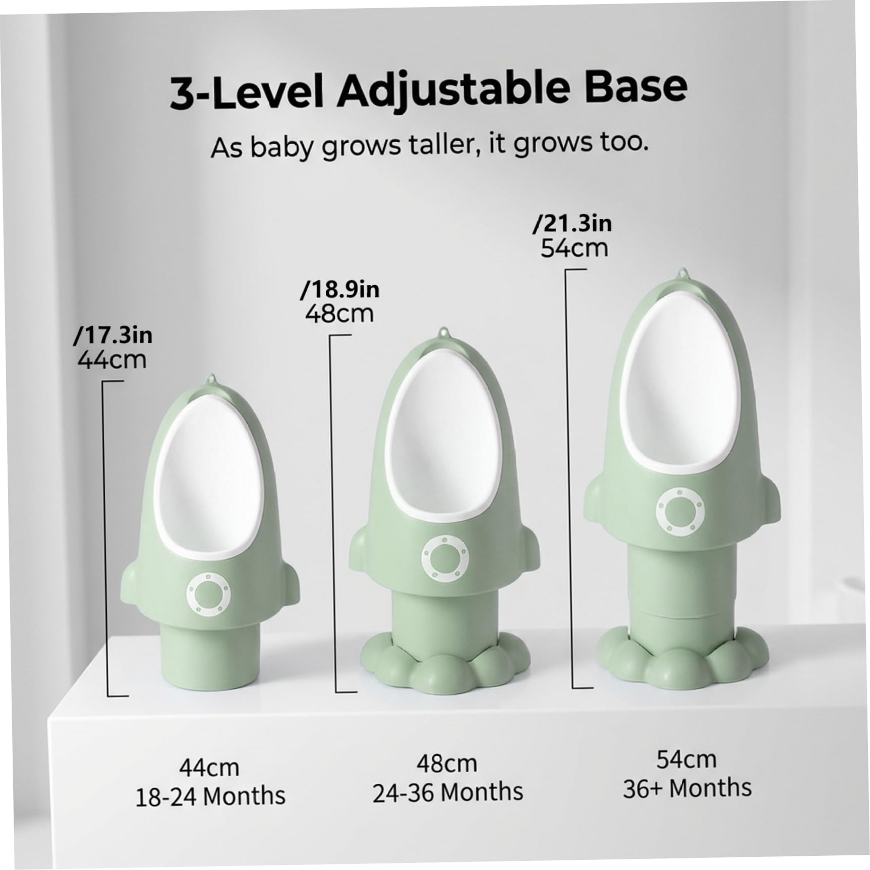 Töpfchentraining-Urinal Kleinkind-Urinal, verstellbar, sprühfest, Baby-Töpfchen mit lustiger Cartoon-Form, hängen/stehen, leicht zu reinigen, Training für Jungen von 1–6 Jahren, Grün