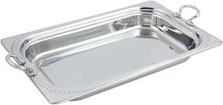 5408HRSS Rectangle Full Size Food Pan, Laurel Design with Round Handles, Stainless Steel