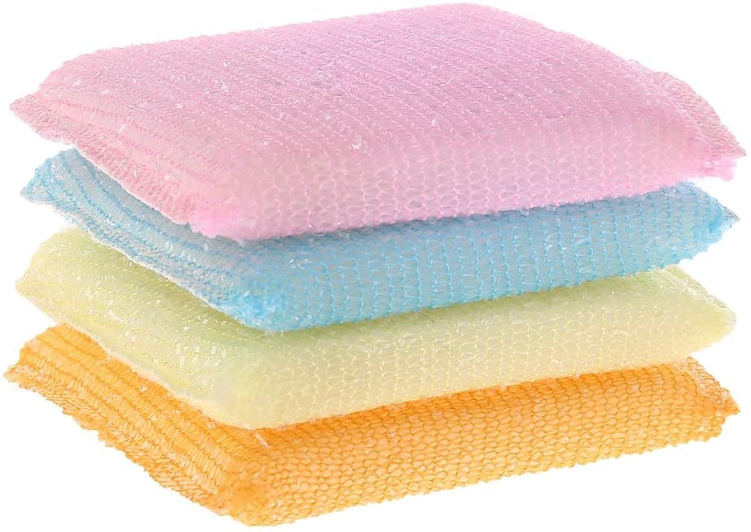 4-Peices Kitchen Cleaning Sponge, Non-Scratch Double-Sided Scrubber Sponge Brush for Dishes Sink and Bathroom Efficient Scouring Pad for Pot, Pan, Household Cookware