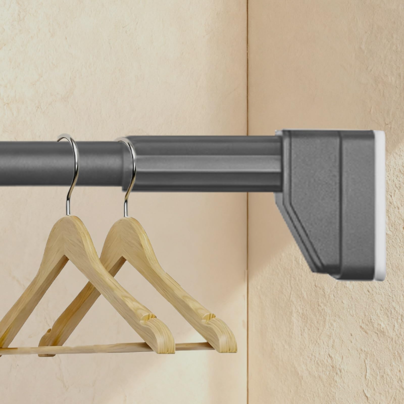 Teles - Barra de ducha ajustable de 40 a 500 cm, sin taladro, sin óxido, antideslizante, perfecta para armario, baño, ventana (gris, 70-120 cm)