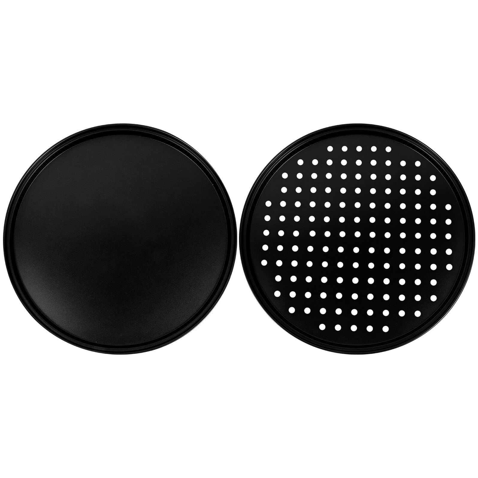 Plaques à Pizza Perforées Robuste en Acier Carbone Antiadhésives Lot de 2 Revêtement Antiadhérent pour Cuisson Professionnelle et Maison