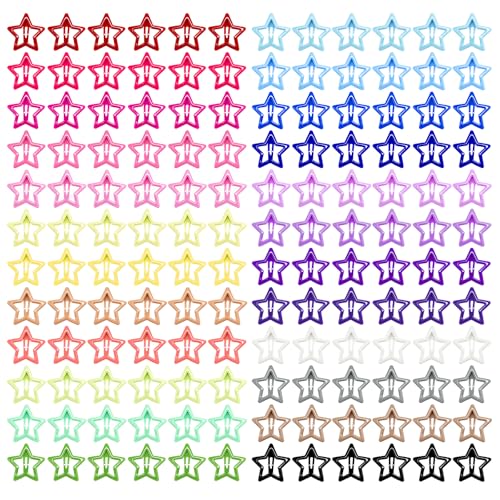 YLMUSU 144 Pcs 1.2 Star Hair Clips - 24 Colors Metal Non-Slip Snap Hair Clips Colorful Star Clips y2k Stars Hair Barrettes for Women and Girls