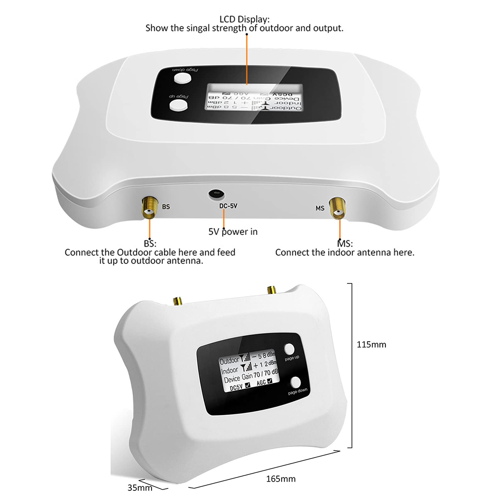 Amplificateur de répéteur de Signal de téléphone Portable 1700/2100 MHz (Double fréquence) Amplificateur de Signal 3G 4G, pour Maison Bureau Basement