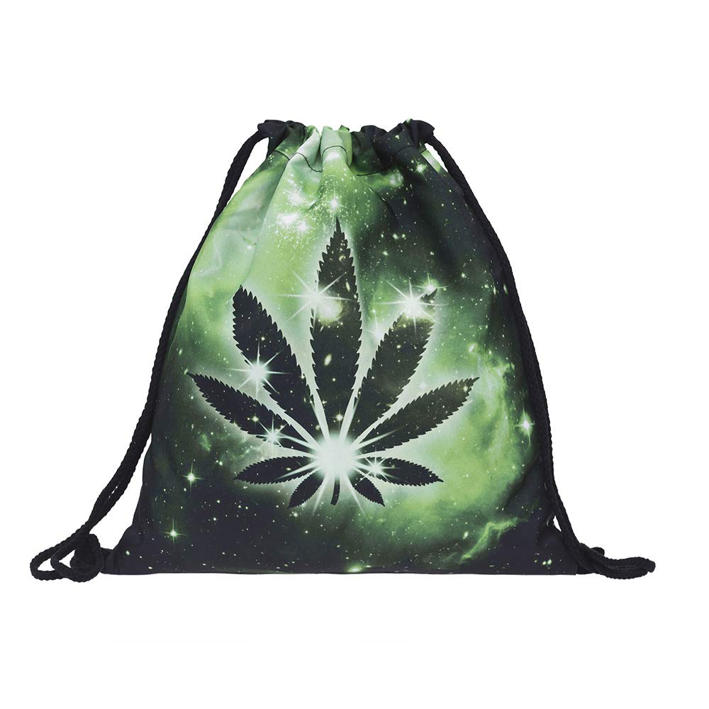 Yooce420 Leaf Drawstring Backpac Sports Bag Sackpack