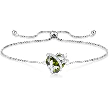 Butterfly Bracelet for Women Sterling Silver Heart Jewelry Birthstone Charm Link Bracelet