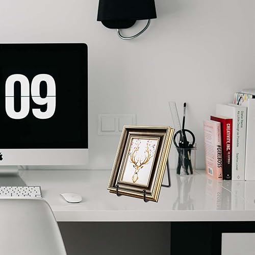 Miniatura 5 de Hedume Paquete de 8 soportes de exhibición de hierro, soporte de metal negro de 6 pulgadas, soporte para fotos de caballete de metal negro, soporte