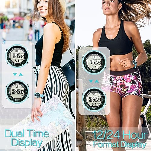 Digital Sports Watch for Boys and Girls Swim or Dive 100m Underwater, with Multiple Functions of Alarm Clock, Stopwatch, Countdown, Dual Time, 12 and 24 Hour Format Switchable, Silicone Band4