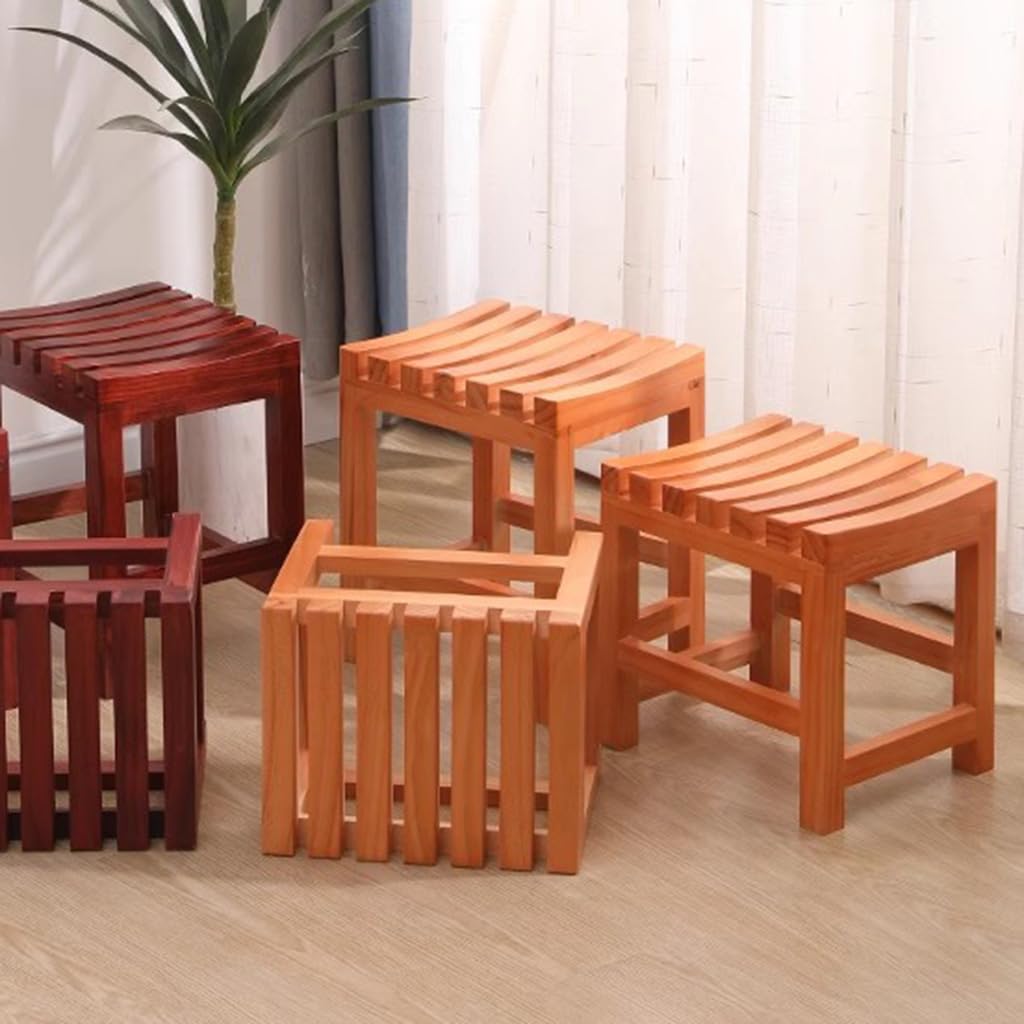 Taburete de baño de madera, asiento de ducha antideslizante e impermeable, cambiador acolchado natural para sala de estar, dormitorio, pasillo, ideal para seguridad y comodidad