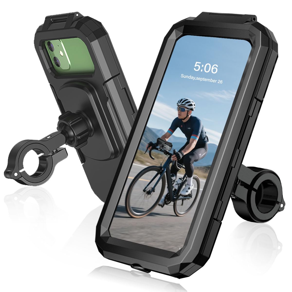 Motorrad Handyhalterung Wasserdicht Handy Halterung Fahrrad Universal 360° Drehbaren Anti-Vibration Motorrad Scooter Handyhalter Fahrrad Lenker für 5.5-6.8''