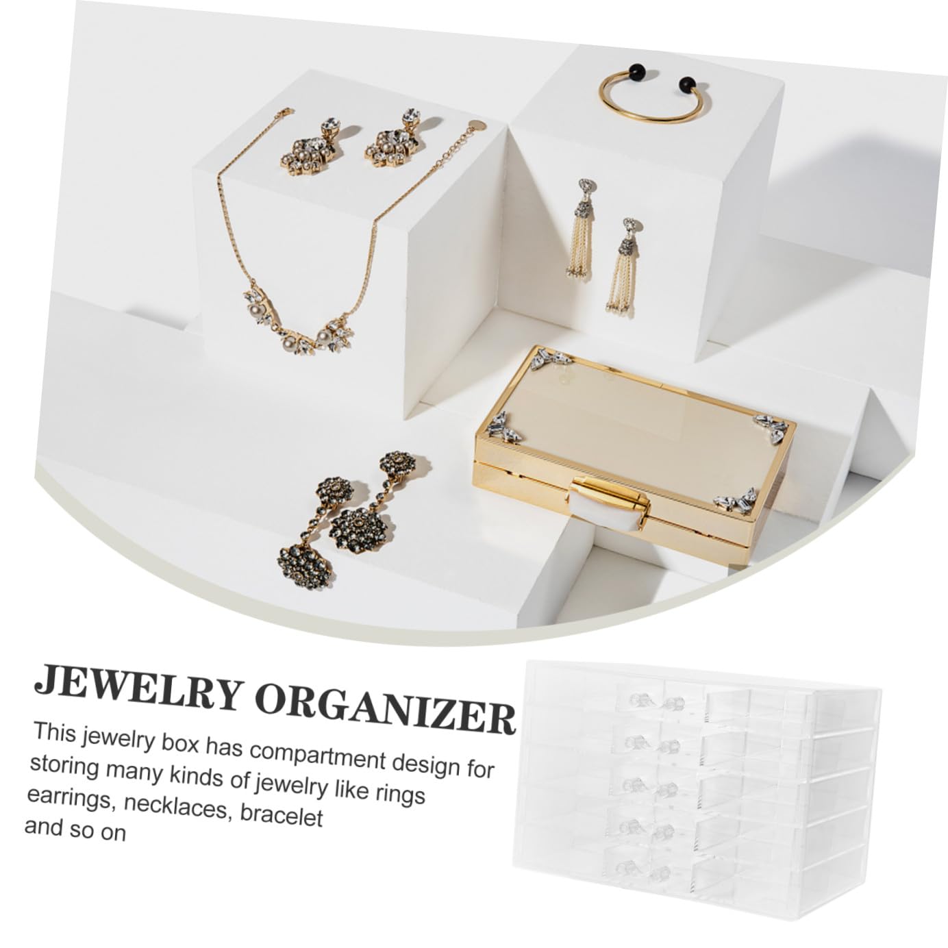 2pezzi Scatola Organizer Per Gioielli Acrilico Trasparente Strati Con Cassetti Portaoggetti Per Collane Bracciali e Capacità e Design Per Casa e Ufficio