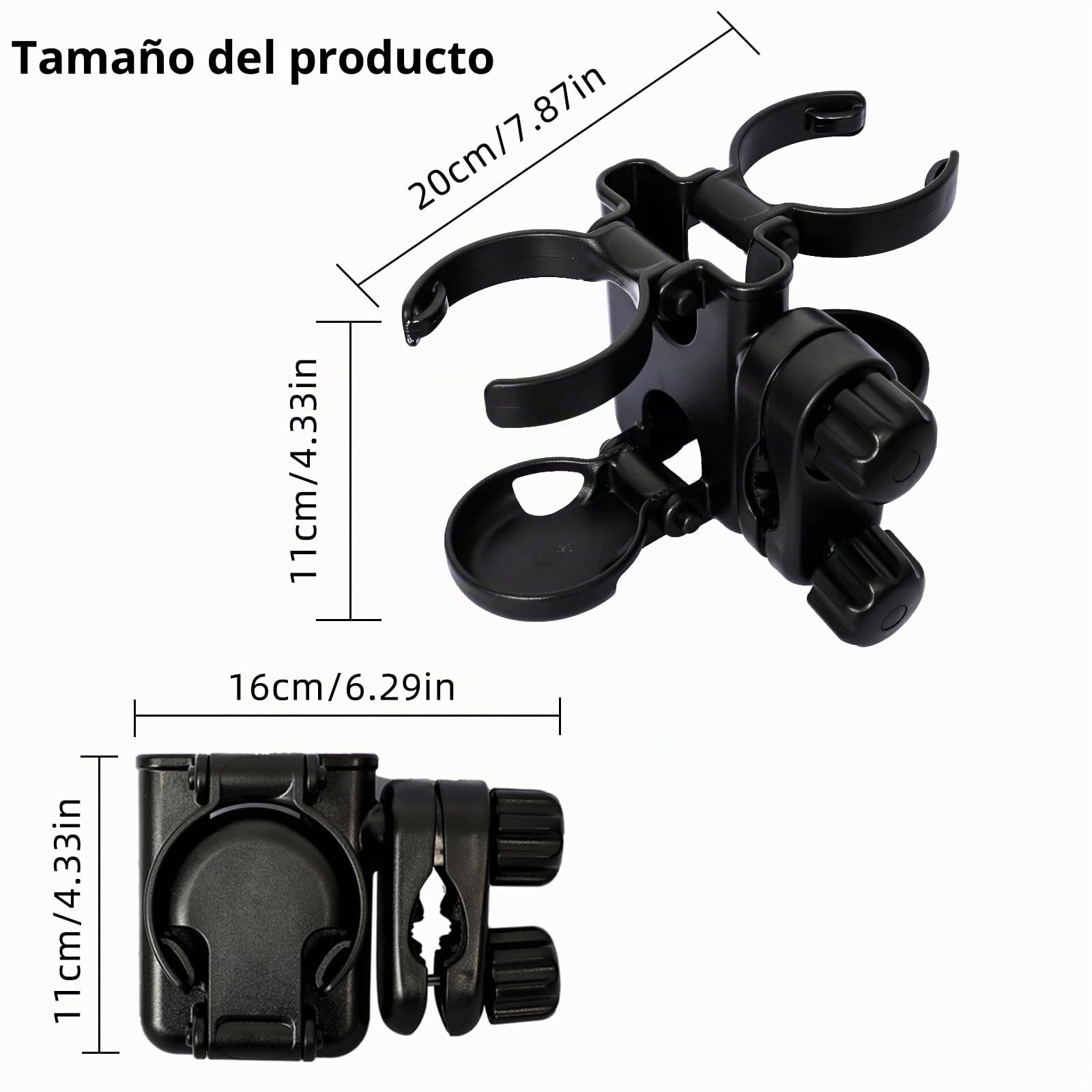 Vihir Portavasos Carrito Bebe, 3 en 1 Plegable Portabotellas para Sillas de Ruedas, Universal Soporte de Bebidas para Cochecito, Bicicletas, Scooters, con Soporte para Teléfono Móvil