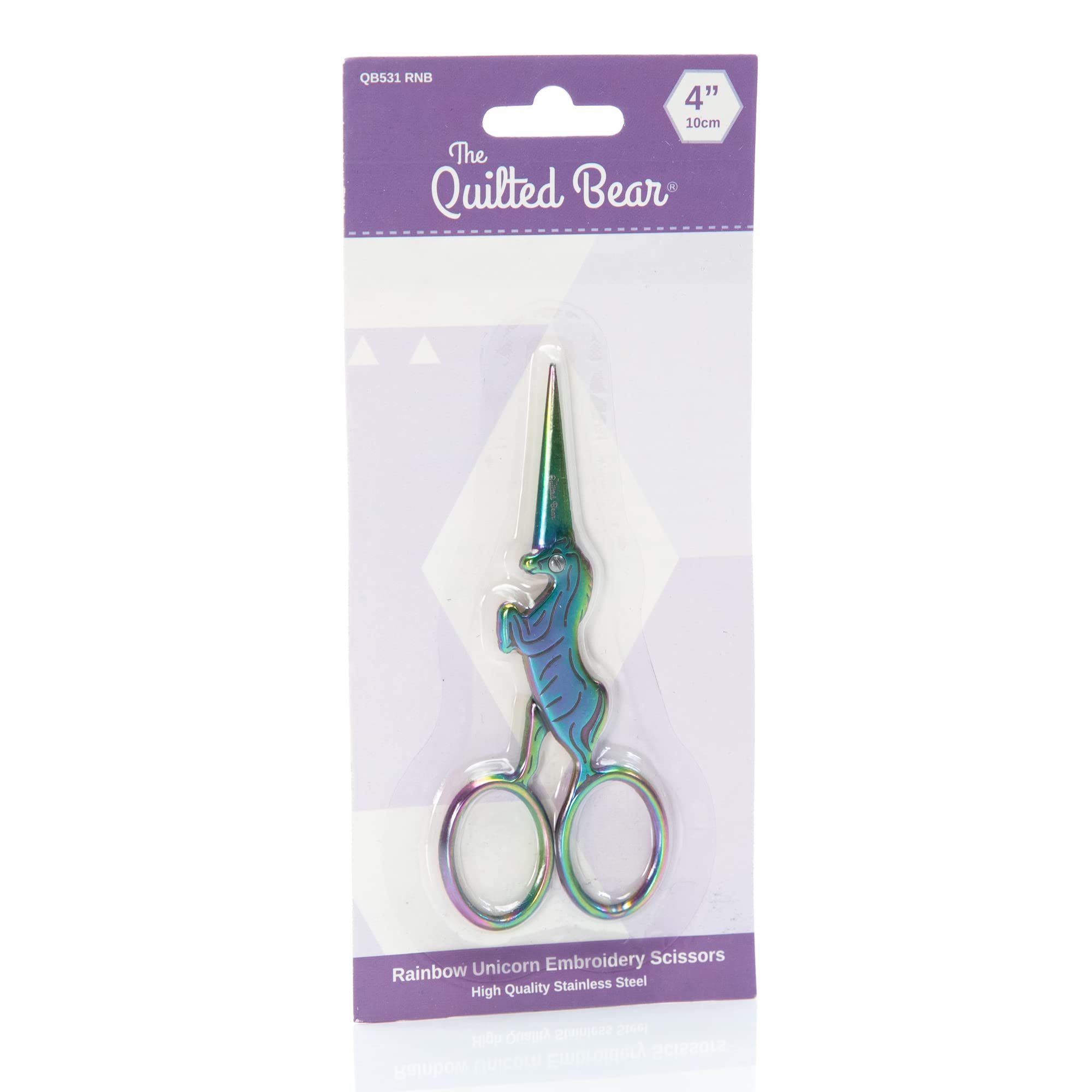 The Quilted Bear Rainbow Embroidery Scissors - Precision 4" Stainless Steel Unicorn Embroidery/Nail Scissors With Sharp Blades For Sewing & Embroidery