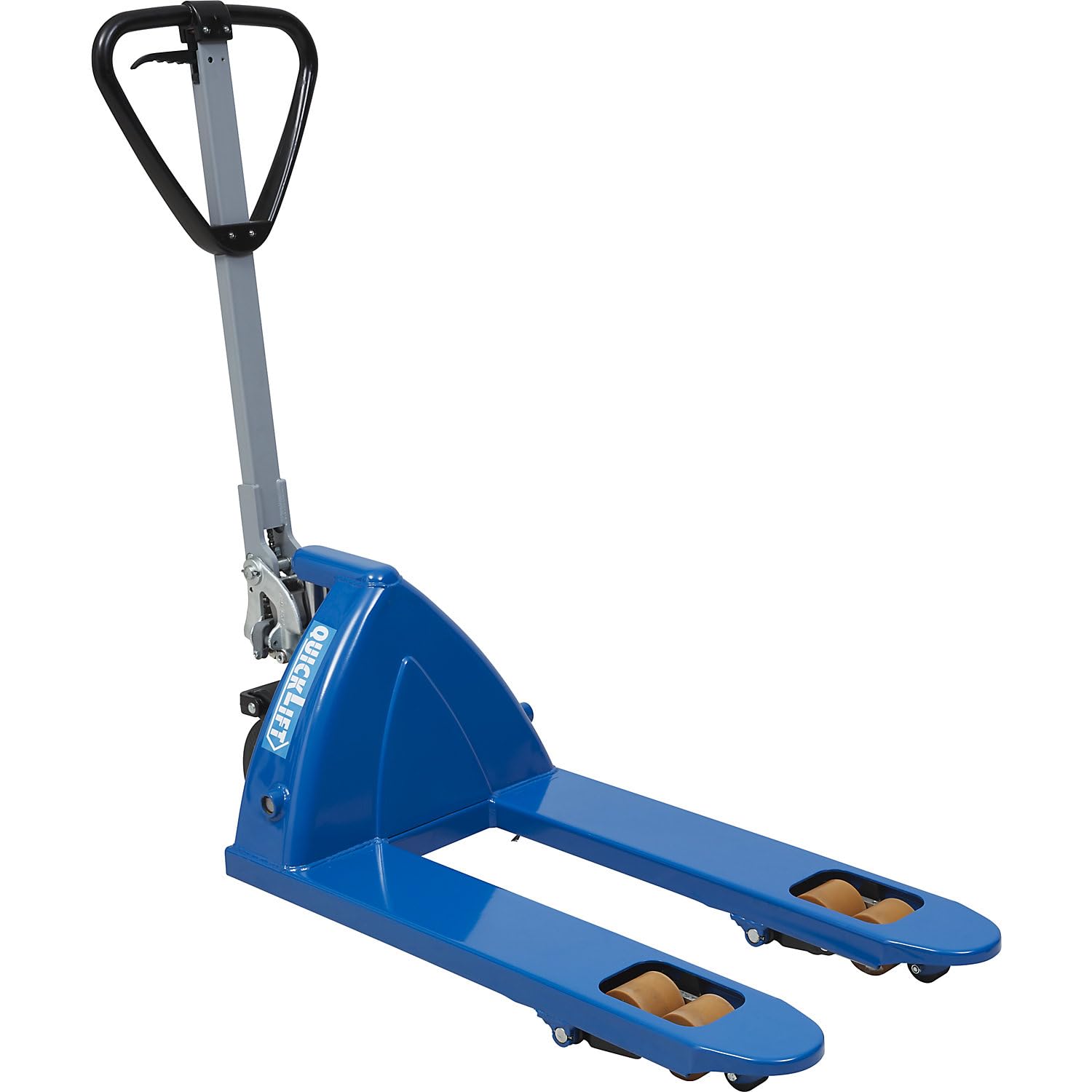 eurokraft pro | Paletthubwagen mit QuickLift | Vollgummi Polyurethan Rollenausstattung, Gabellänge 810 mm