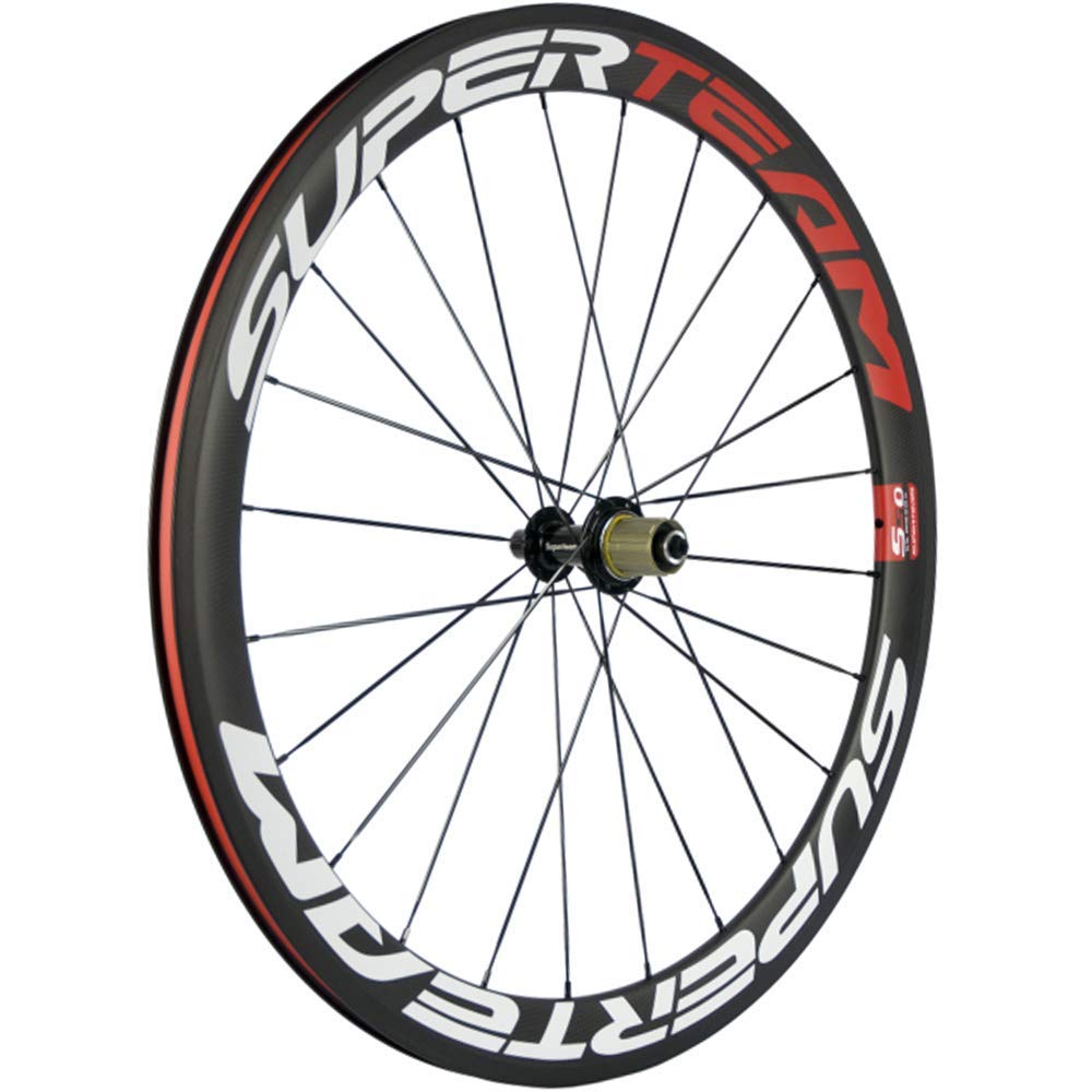 Superteam 50mm23mm Clincher Wheelset 700c Carbon Wheel with White and Red Decal product thumbnail 7